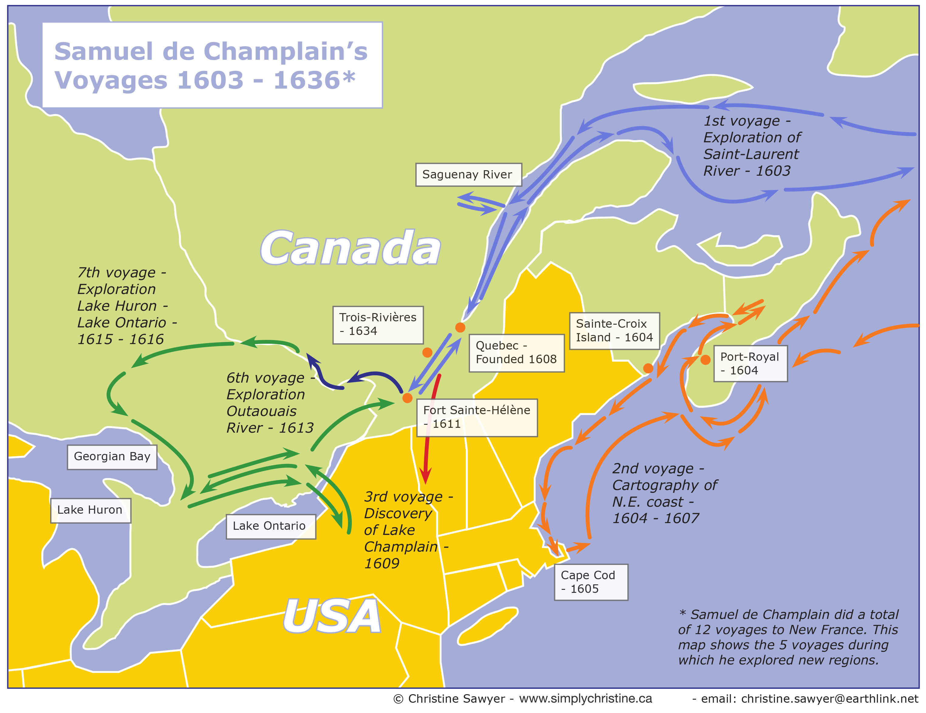 samuel de champlain first voyage map