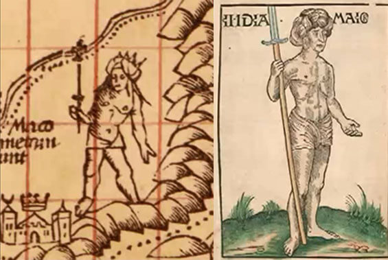 King in India from 1516 Carta Marina and from Springer’s travels (1509)
